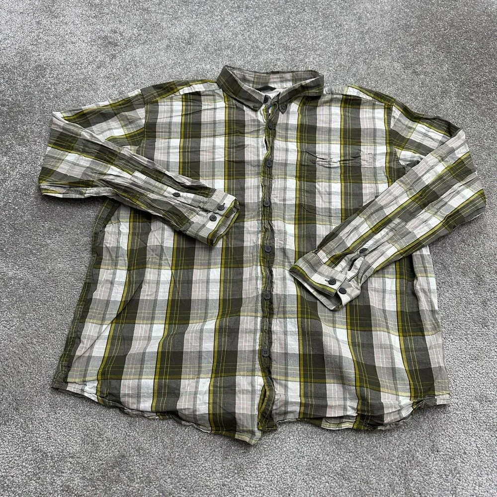 Columbia Shirt Men XXL Green Plaid Long Sleeve Button Down Cotton Casual Outdoor